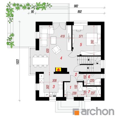 Maja 1 korruseplaan - Dom w rododendronach 5 (WPN)